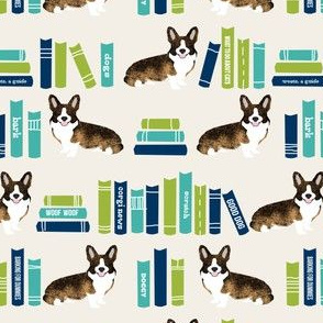 corgi library dog fabric brindle corgi design cute dogs - light