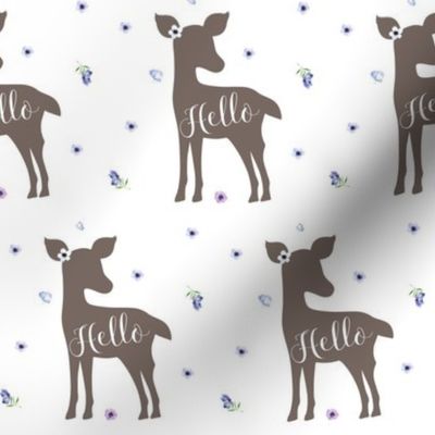 4" Hello Deer / Purple flowers