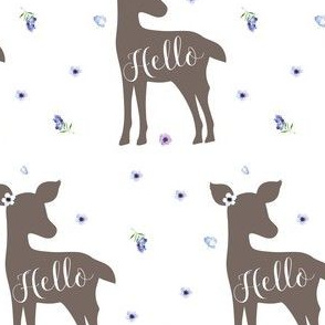 4" Hello Deer / Purple flowers