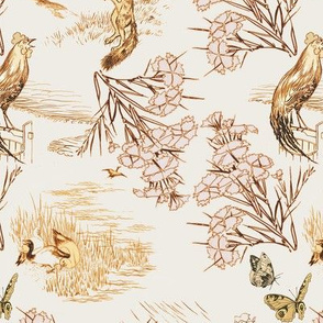 Felix Bracquemond Animals, Butterflies & Carnations Toile