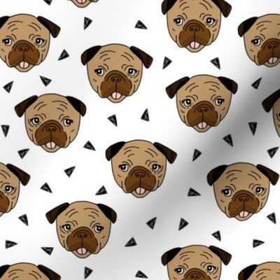 pugs fabric // pug dog pug head design cute pet dog fabric