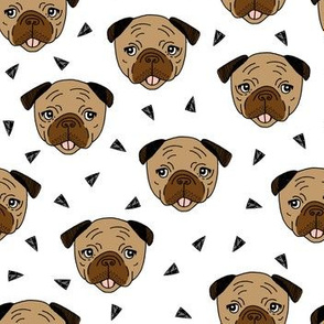 pugs fabric // pug dog pug head design cute pet dog fabric