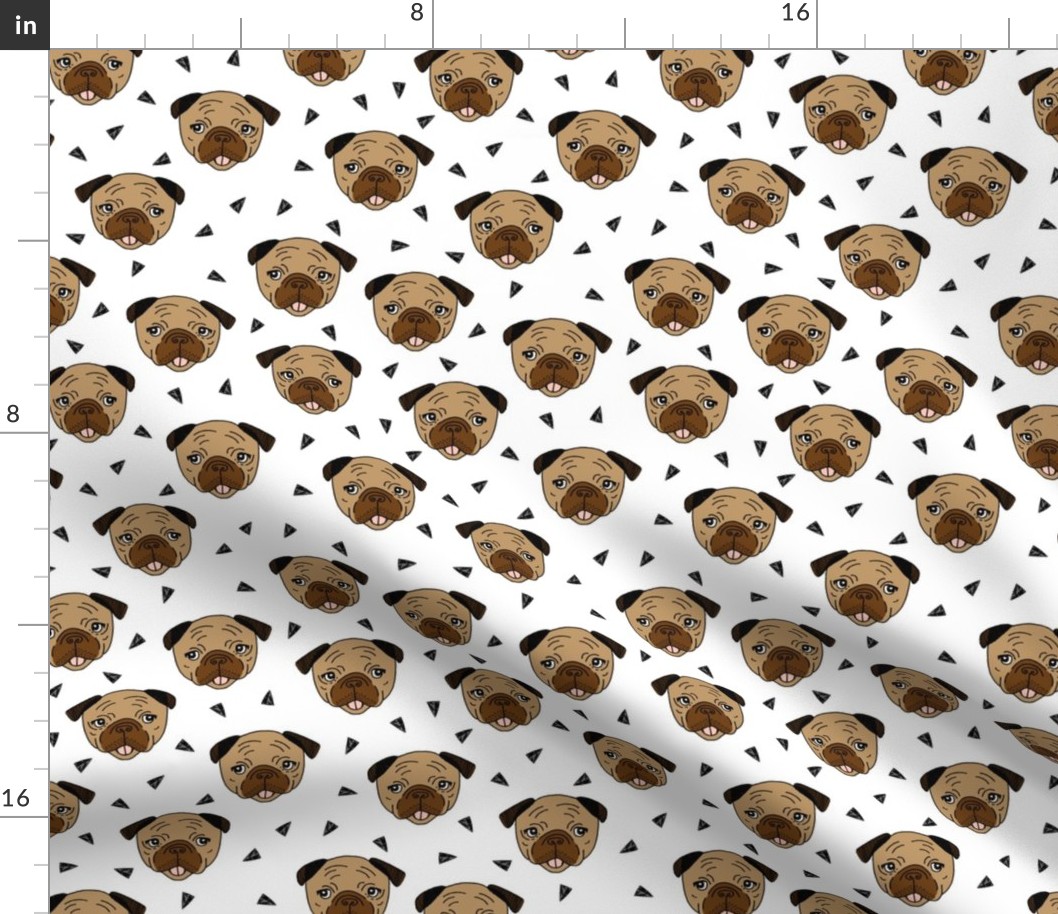 pugs fabric // pug dog pug head design cute pet dog fabric
