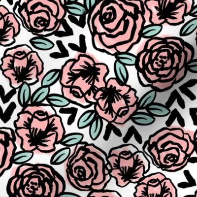 vintage roses fabric // pink rose fabric florals floral design