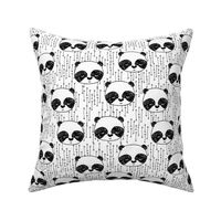 panda fabric // black and white nursery baby panda design