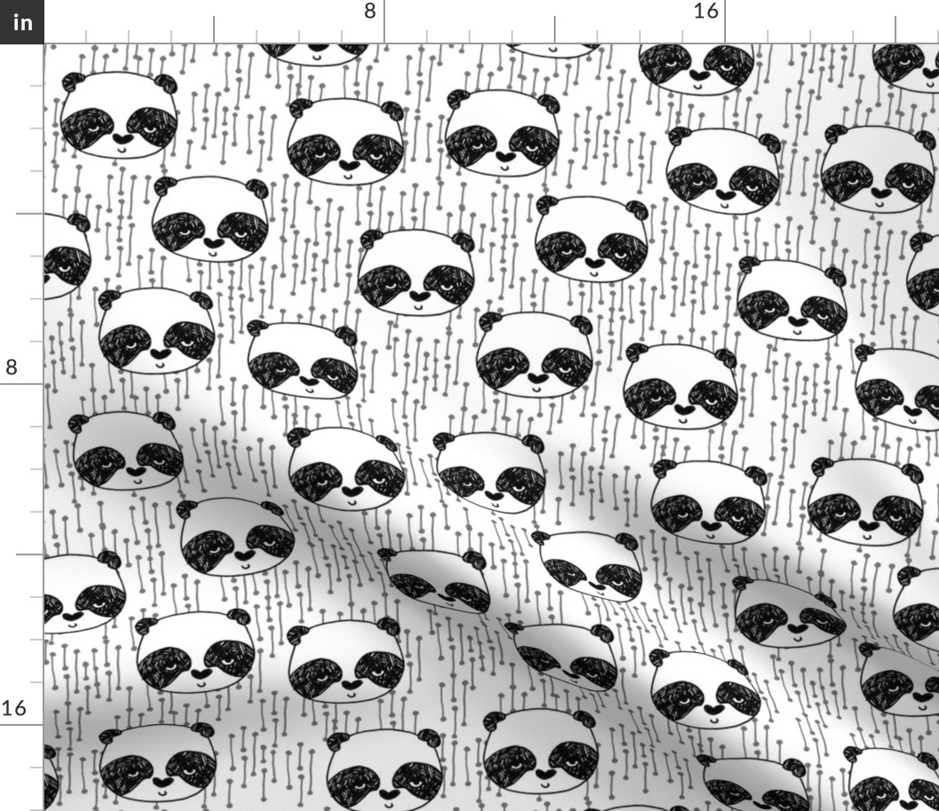 panda fabric // black and white nursery baby panda design