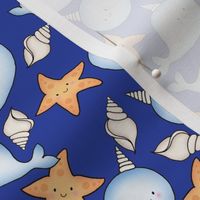 Narwhal_and_starfish_Cobalt_Blue Medium Scale