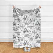 Toile de Hawaii - White Med Grey