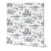 Toile de Hawaii - White Med Grey