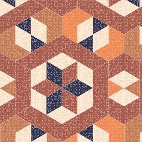 Textured Brown Hexagons and Diamonds