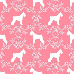 Schnauzer floral silhouette minimal dog breed fabric flamingo