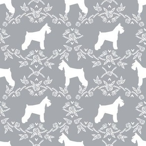 Schnauzer floral silhouette minimal dog breed fabric grey