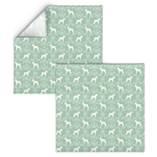 Schnauzer floral silhouette minimal dog breed fabric mint