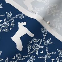 Schnauzer floral silhouette minimal dog breed fabric navy