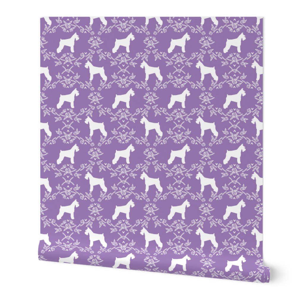 Schnauzer floral silhouette minimal dog breed fabric purple