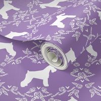 Schnauzer floral silhouette minimal dog breed fabric purple