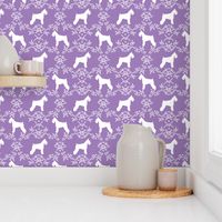 Schnauzer floral silhouette minimal dog breed fabric purple