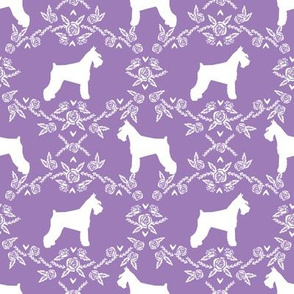Schnauzer floral silhouette minimal dog breed fabric purple