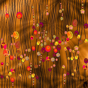 Flower bubbles in deep sea brown and orange