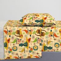 Mid Mod Tiki // midcentury modern tiki statue hut island atomic retro fabric