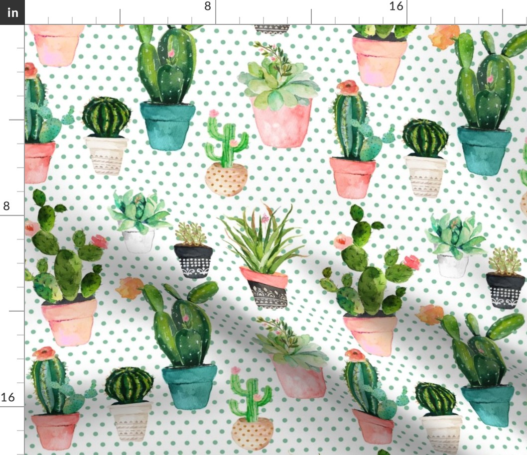 12" Cactus Obsession / Green Polka