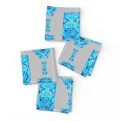 WATERCOLOR TIKI BLUE TURQUOISE ON GREY