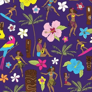 Retro Hawaii Tiki - Purple