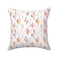 Watercolor western desert cactus illustration indian summer theme with arrows in tropical kaki orange for girls and boys