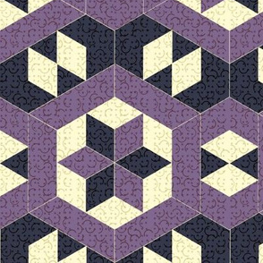 Textured Purple Hexagons and Diamonds