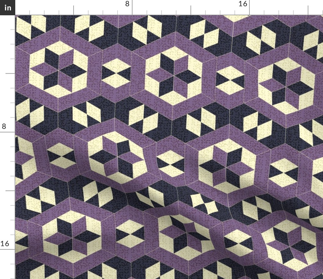 Textured Purple Hexagons and Diamonds