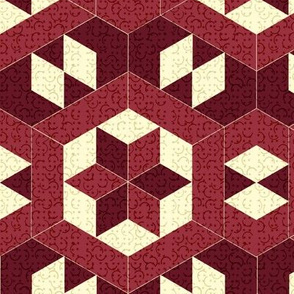 Textured Burgundy Hexagons and Diamonds