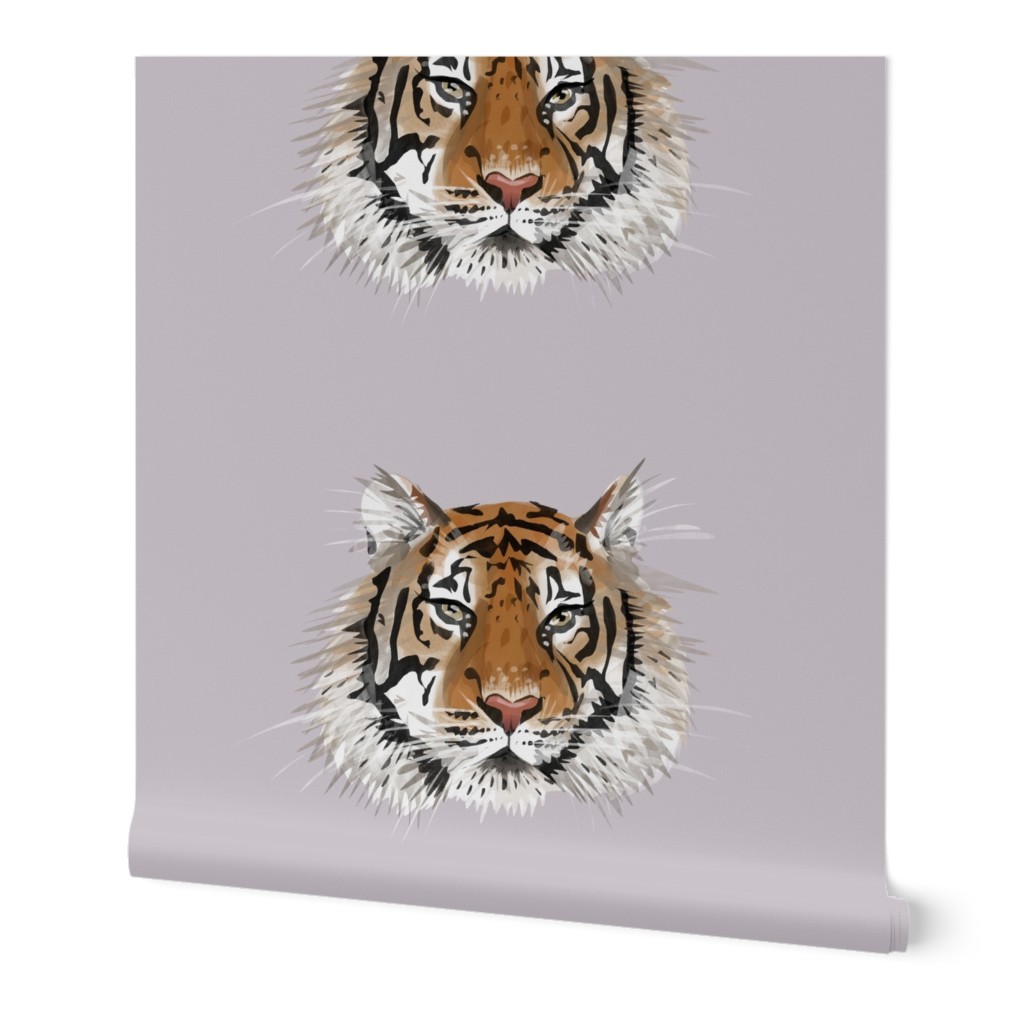 Small Tiger Face on Lilac Grey