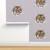 Small Tiger Face on Lilac Grey