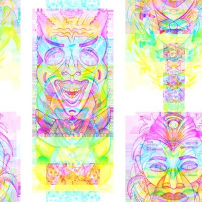 RAINBOW POP ART TIKI PINK YELLOW