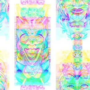 RAINBOW POP ART TIKI GREEN BLUE