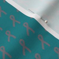 Gray Brain Cancer Awareness Ribbon on Turquoise