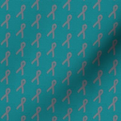 Gray Brain Cancer Awareness Ribbon on Turquoise