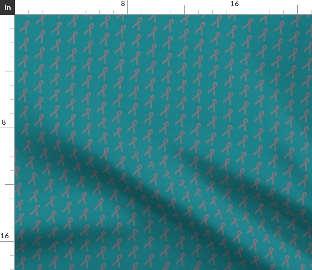 Gray Brain Cancer Awareness Ribbon on Turquoise