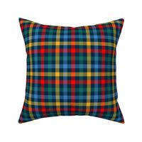 circus gingham - 1/2" squares - red, yellow, blue and teal on navy