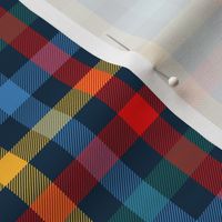 circus gingham - 1/2" squares - red, yellow, blue and teal on navy