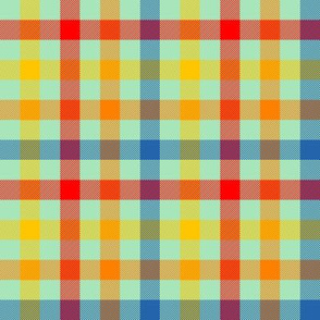 circus gingham, 1/2" squares on aqua