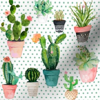 8" Cactus Obsession / Green Polka