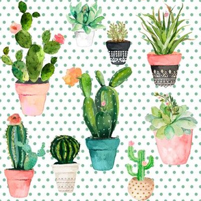 8" Cactus Obsession / Green Polka