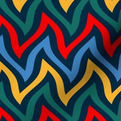 zigzag wave - navy brights