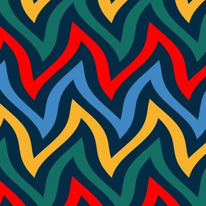 zigzag wave - navy brights