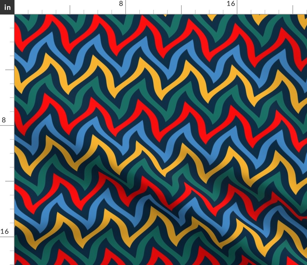 zigzag wave - navy brights