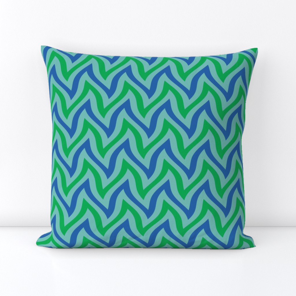 zigzag wave - aqua, blue, green