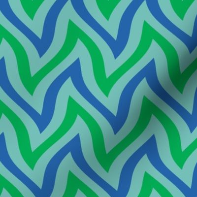 zigzag wave - aqua, blue, green