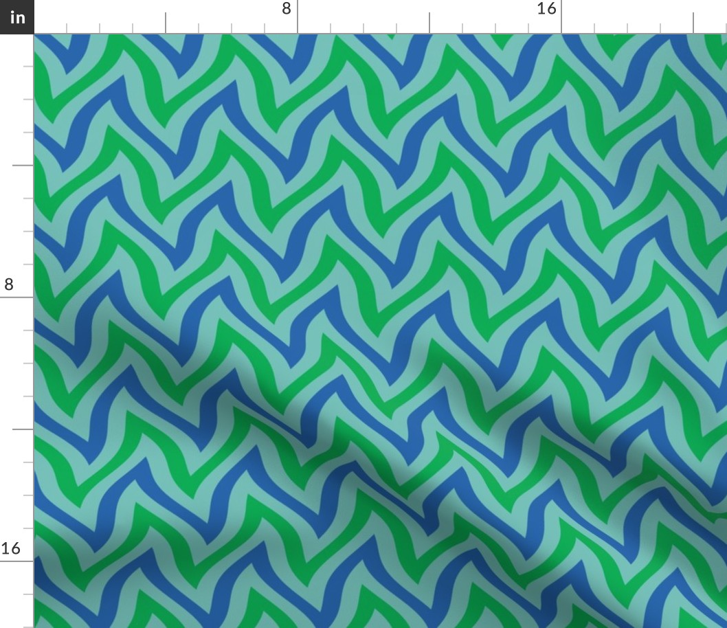 zigzag wave - aqua, blue, green