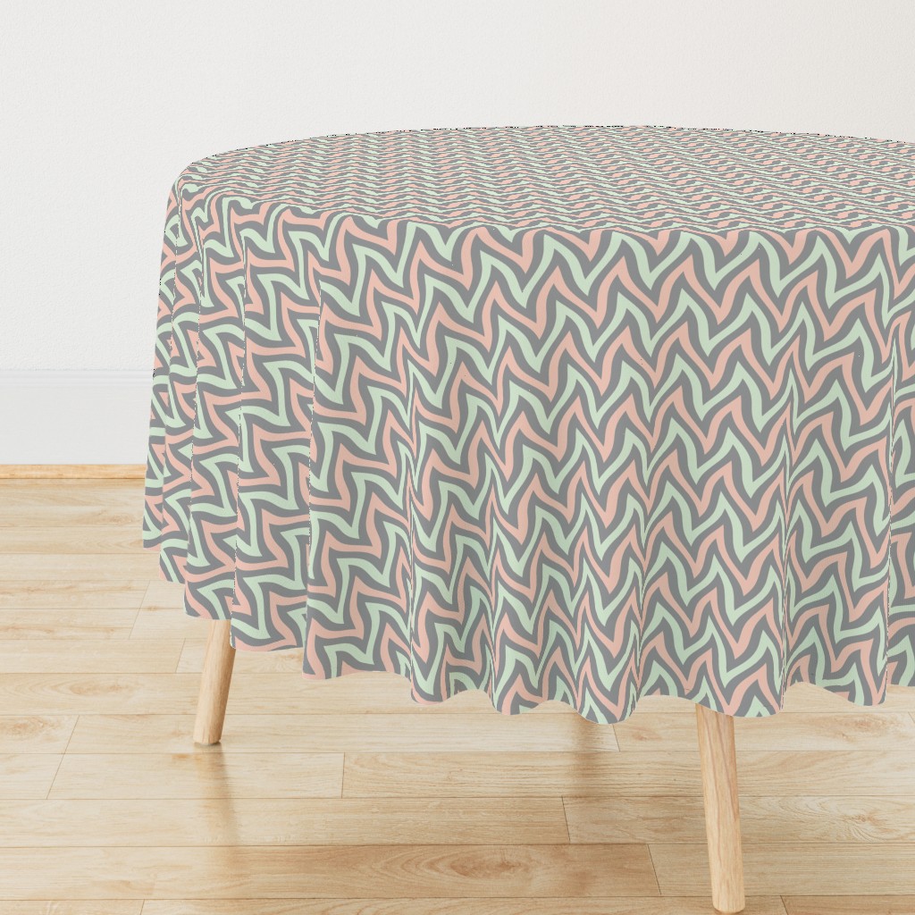 zigzag wave - grey, cucumber, peach